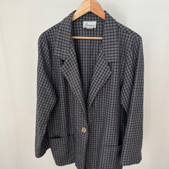 joanna Jackets & Blazers - Vintage Black and Gray Joanna Checkered Plaid Blazer Large